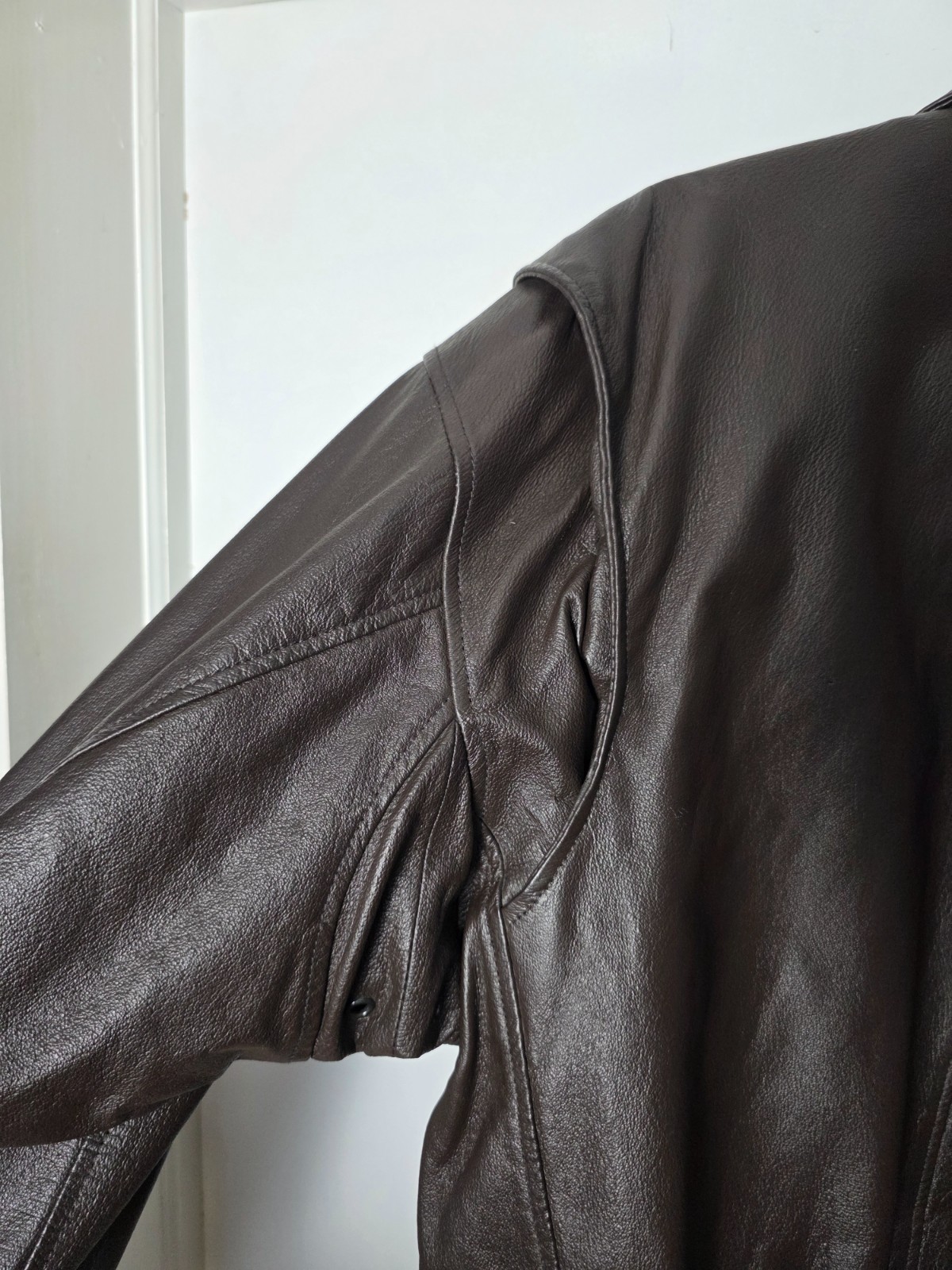 Phase Two Leather Jacket Brown with Map Print Lin… - image 5