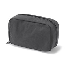 Muji Wrinkle Nylon Wide-Opening Pouch Dark Gray Size M Approx. 15 x 9 x 4.5 cm