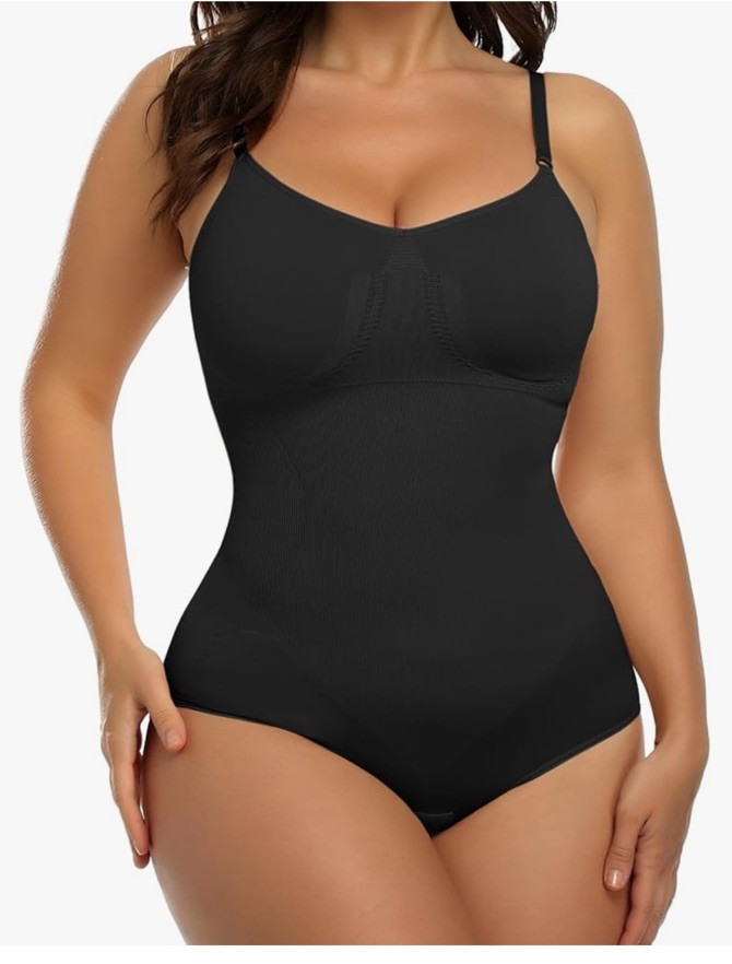 Shaperin Tummy Control Body Suit Slimming Shapewear Black Size XXL thong 