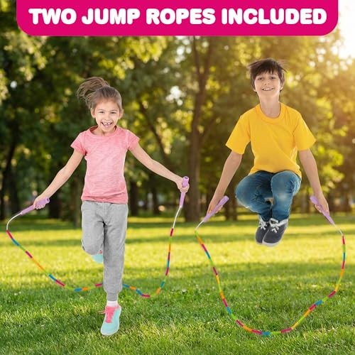Beaded Jump Rope for Kids - 2-Pack of Colorful Jump Ropes with Bright ...