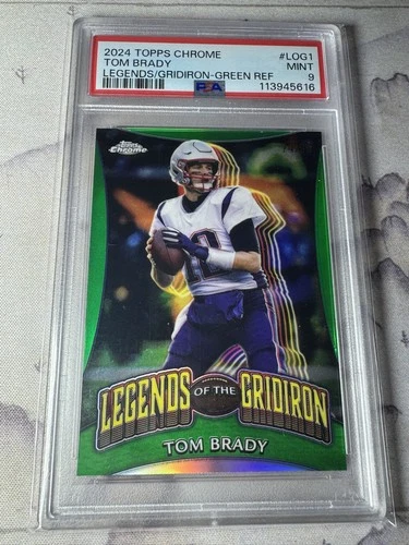 2024 Topps Chrome - Legends of the Gridiron Tom Brady Green Refractor /99 PSA 9