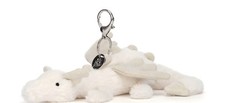 Jellycat Snow Dragon Bag Charm Plush SNW4BC NWT Retired Rare