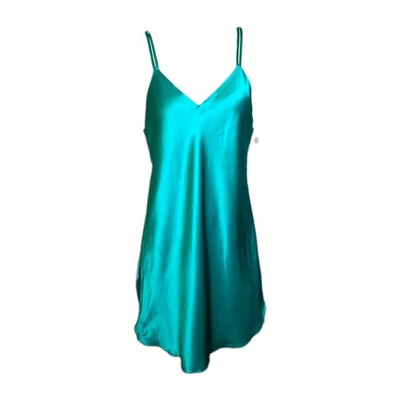 Vintage Morgan Taylor NWT 100% Silk Teal Slip Nightgown