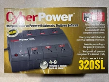 NEW!! Cyber Power 320SL 185 Watts Emergency AUTOMATIC Backup Shut Off Software