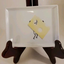 CB2 Crate & Barrel Retired Oliver Appetizer Snack Plate Swiss Cheese 5" x 6.5"