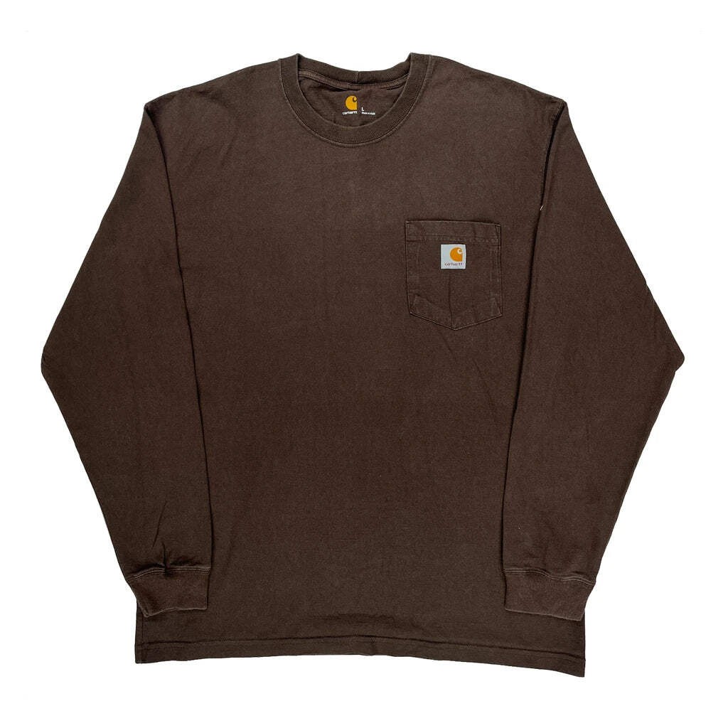 Carhartt Long Sleeve T-Shirt - Large Brown Cotton