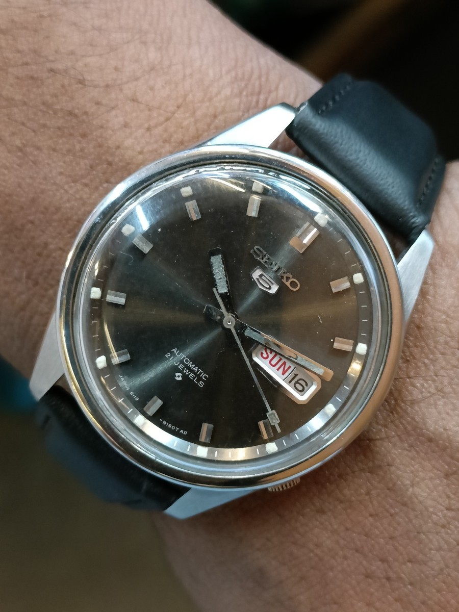 VINTAGE SEIKO 5 AUTOMATIC GRAY DIAL 6119 JAPAN MEN'S WORKING