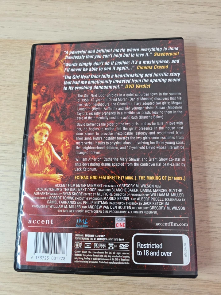 The Girl Next Door DVD All Regions PAL 2007 Jack Ketchum William Atherton R18+ - Image 2 of 3