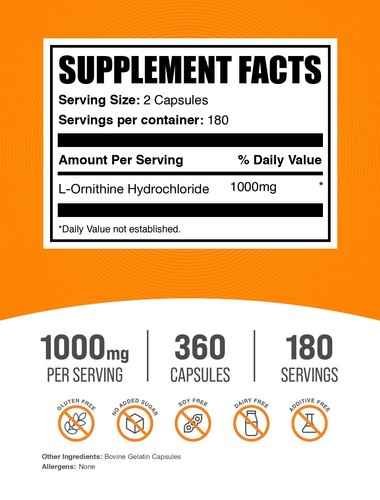 L-Ornithin HCl Kapseln - 1000mg pro Portion - Bild 8 von 8