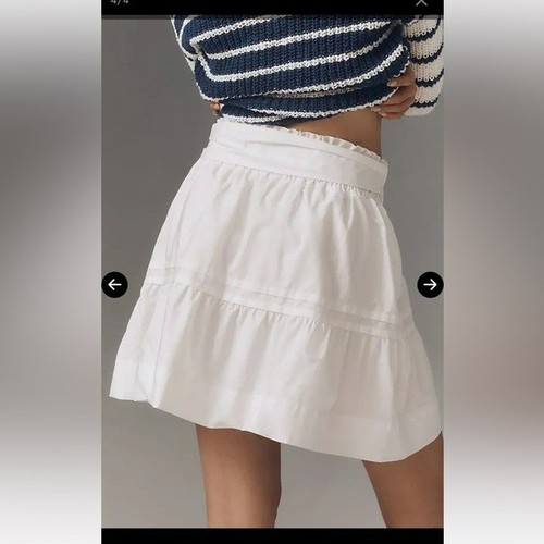 By Anthropologie The Somerset Cotton Mini Skirt in White - Size 3X - Picture 4 of 13