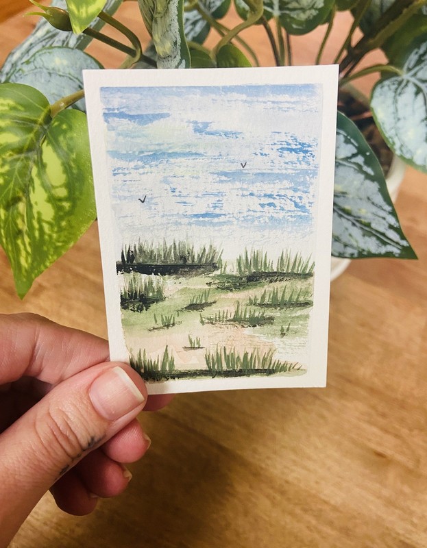 ACEO Original Art Miniature Card landscape desert Gouache  -Andrea baker