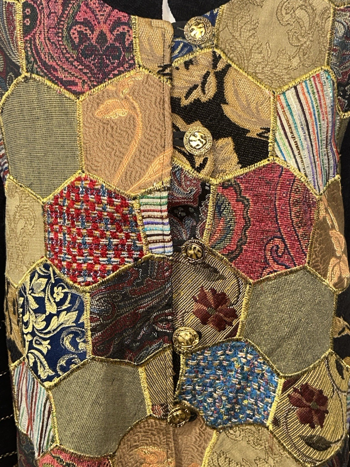 VTG Alex Kim patchwork multi fabric Tapestry Quil… - image 2