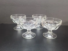 Vtg Set (4) Glassware Sherbet Dessert Ice Cream Footed Pedestal Bowl Dishes 