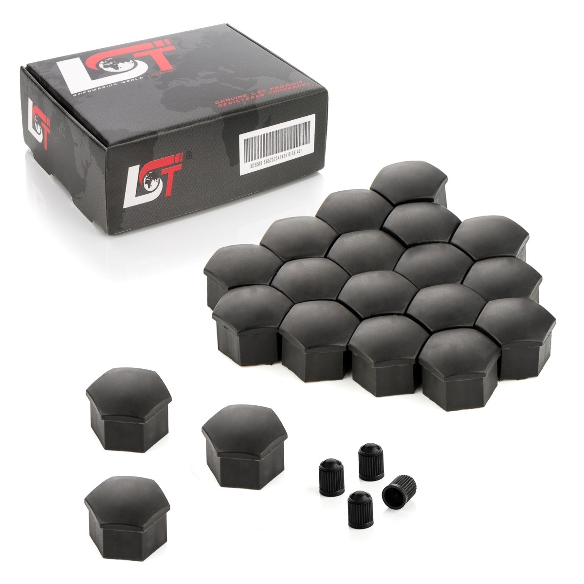 20X Wheel Nut Cover Hex Caps 17 Mm Black For DACIA