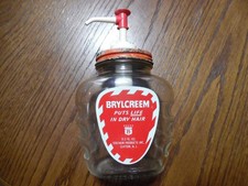 Vtg 1940's Pat.  Brylcreem Hair Cream Bottle Jar W/Pump Barber Tools Accessories