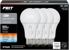 ADJUSTABLE !! Feit A21 E26 (Medium) LED Bulb White 100 Watt Equivalence 4 pk NEW