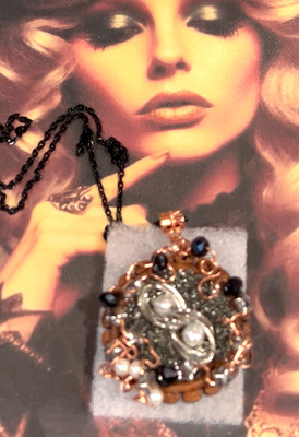 Wire Wrap Crushed Pyrite Folk Magic Voodoo Hoodoo Protection Amulet Necklace C5