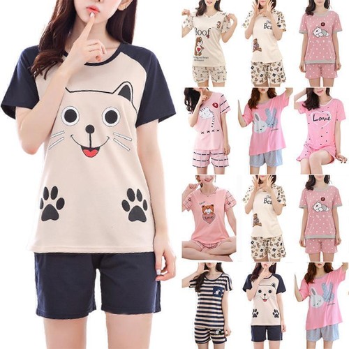 Pigiama donna corto set estivo donna lounge wear tuta cartone animato pigiama da notteд.