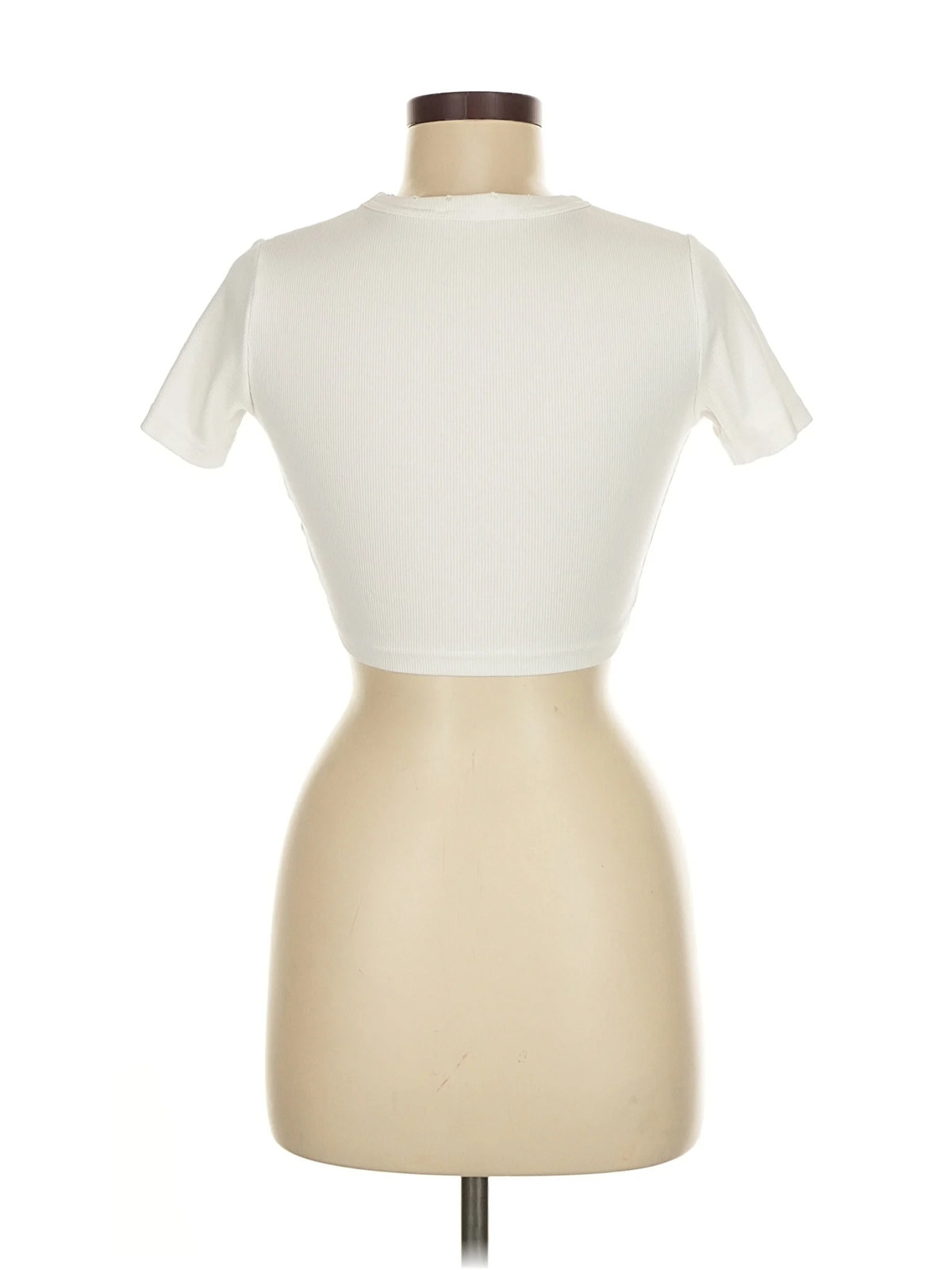 Zara Women Ivory Short Sleeve Turtleneck M thumbnail 2
