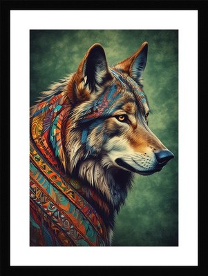 Stimmungsvoller Wolf gerahmtes Wandbild Poster Leinwanddruck Bild