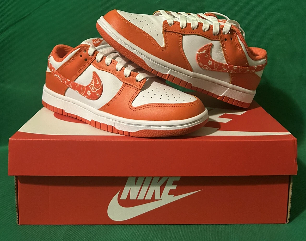 Nike Dunk Low ESS “White/Rush Orange-White” DH4401 103 Women’s Size 8