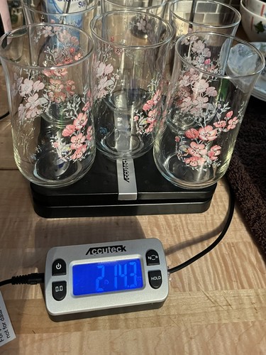 Set of 6 Vintage Arcopal France Pink Floral 6" Water Glasses - Picture 4 of 4