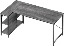 L-Shaped Desk, 55-Inch Gaming & Home Office Desk with Reversible Storage Shelves