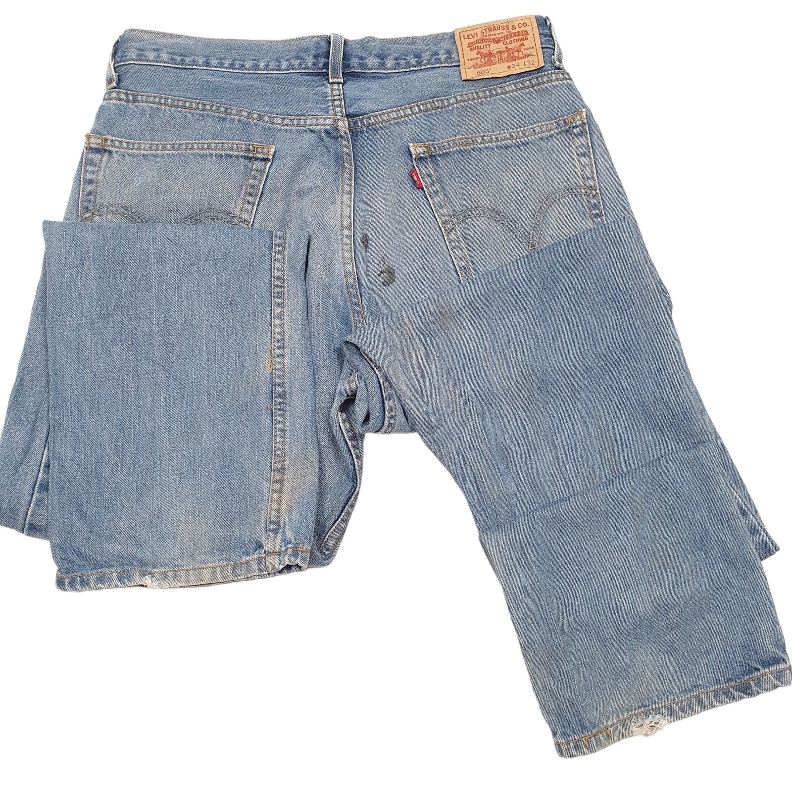 LEVIS 505 Jeans Regular Fit Blue Denim Trousers Mens W34 L32 image 4