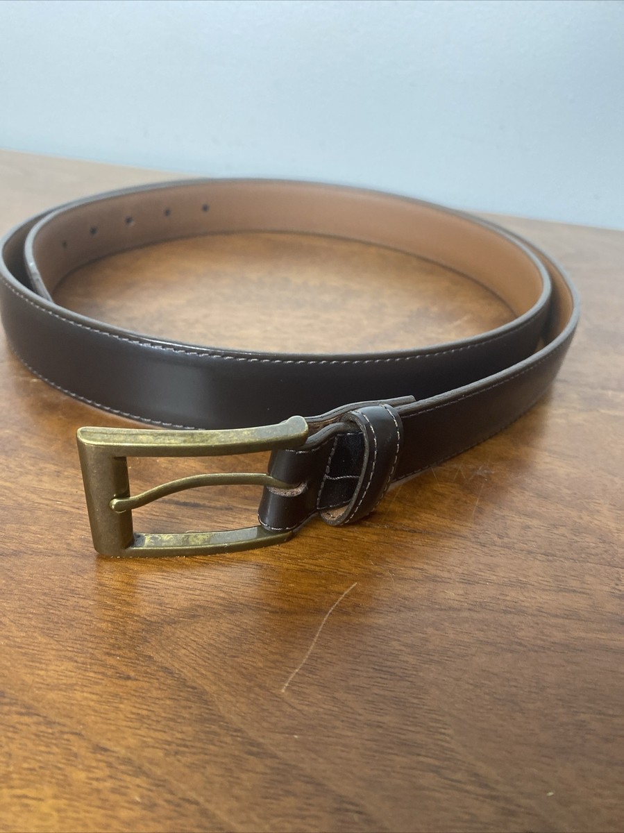 90'S LL Bean ベルト USA製 (VINTAGE) LL Bean Mens Brown Leather Belt Sz 46 Gold Buckle 1