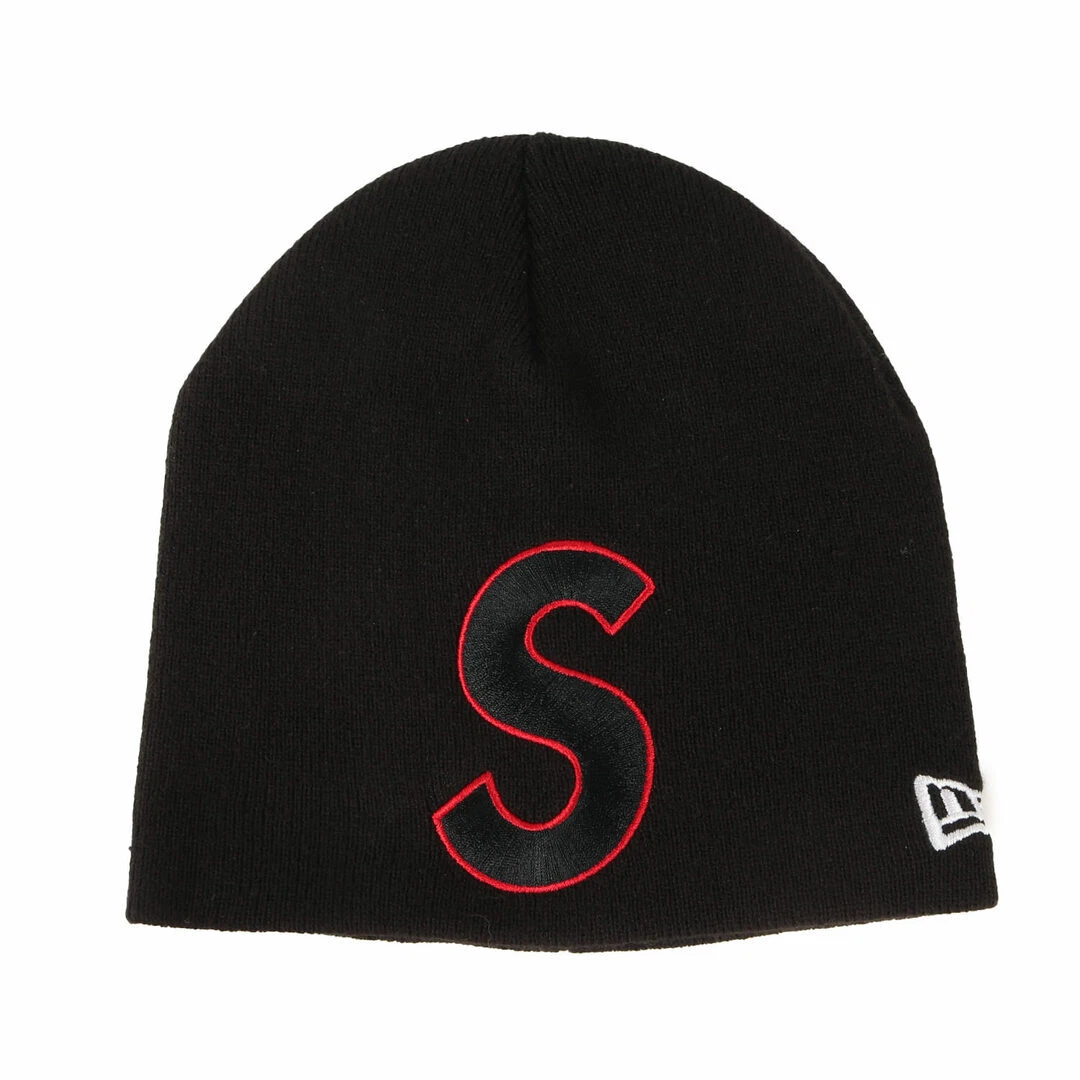 Casquette noire Supreme Beanie 23SS NOUVELLE ÈRE logo Big S tricot (bonnet S) occasion BEEG 0