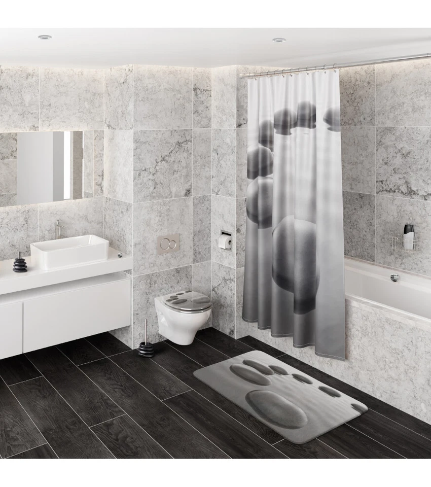 BADTEPPICH BADVORLEGER BADEMATTE BADETEPPICH BADEZIMMERTEPPICH BLACK STONES - Bild 2 von 4