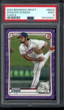 SPENCER STRIDER ROOKIE 2020 Bowman Draft PURPLE #/250 Graded PSA 9 MINT Braves