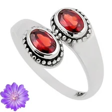 Red Garnet Gemstone 925 Sterling Silver Ring Handmade Jewelry Ring For Gift