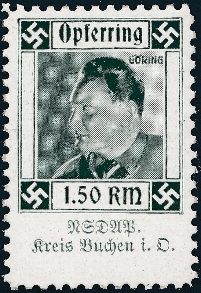 Stamp Germany Revenue Sheet WWII 3rd Reich Charity Kreis Buchen Green MNH - Image 4 of 4