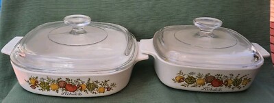 Set Of Corning Ware Spice Of Life L'Echalote A-1-B And A-8-B Dishes W/ Lids EVC