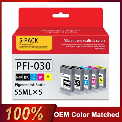 Compatible PFI-030 Ink Cartridges 55ml (5Pcs) for Canon TA-20 TA-30