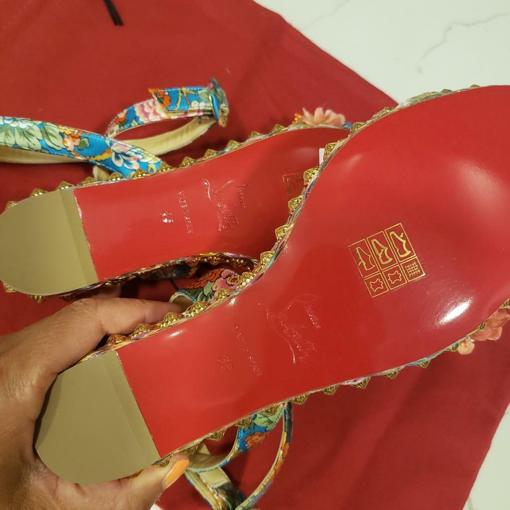 送料関税込み★Christian Louboutin★Ariella Zeppaサンダル Ariella Zeppa leather espadrille sandals in black