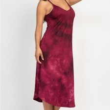 London Times Y2k Midi Whimsigoth Slip Dress in Purple Tie Dye Satin 90s Medium