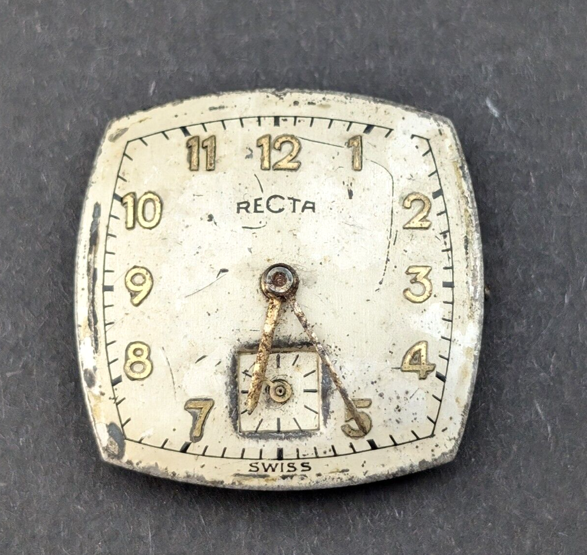 Vintage RECTA Watch Co Rounded Square Art Deco 20mm Movement for