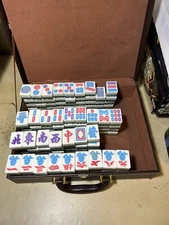  Mahjong Tile Set Blue Bow Edition 136 pc Set Missing 1 Tile