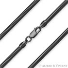 3mm .925 Italy Sterling Silver Black Rhodium Flexible Snake Link Chain Necklace