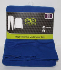 Athletic Works Boys Youth XXL 18 Thermal Underwear Set Warm Royal Blue New PJs