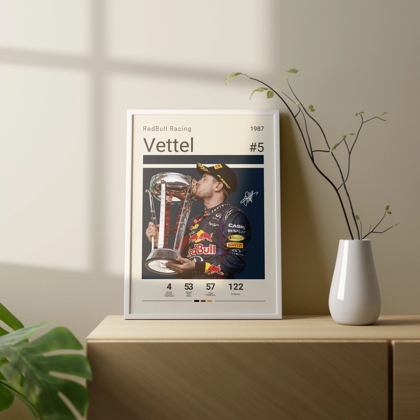 Sebastian Vettel Autographed Art Poster Print