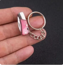 PINK World's Smallest Working Pocket Knife Tiny Miniature REAL Blade Keychain