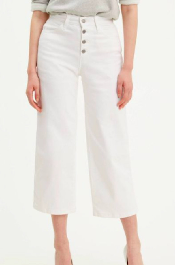 Levi's Sky High white jeans crop high-rise wide leg button-fly 30/med RARE thumbnail 5