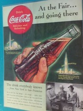 1939 Coca-Cola Bottle Ad "At The Fair And Going There" Vintage promo print ad