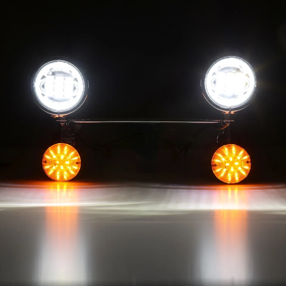 7" LED Headlight + Fog Passing Lights Bar For Kawasaki Vulcan VN 900 1500 1600 Foto 3 de 4