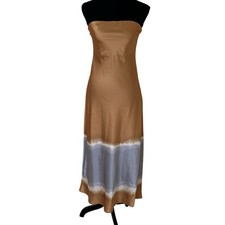 Forever 21 Multicolor Gray/Gold Satin Strapless Midi Dress Size L - NWT