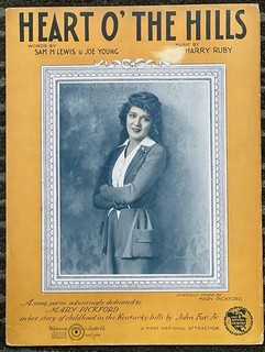 scarce SILENT FILM sheet music HEART O' THE HILLS w/ MARY PICKFORD 1919