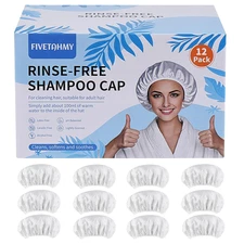 Shampoo Cap 12 Pack, No-Rinse Shampoo Cap, Waterless Shampoo and Conditioner Sui